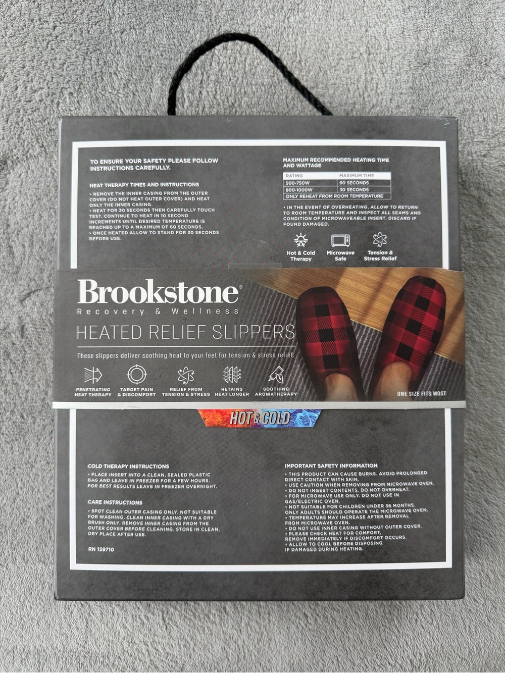 Brookstone Heated Relief Slippers - Red/Black Buffalo Plaid - Picture 2 of 2